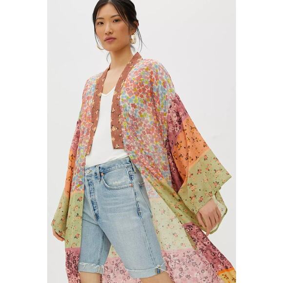 Anthropologie Bl^nk London Sheer Floral Kimono Size OS - Picture 2 of 6